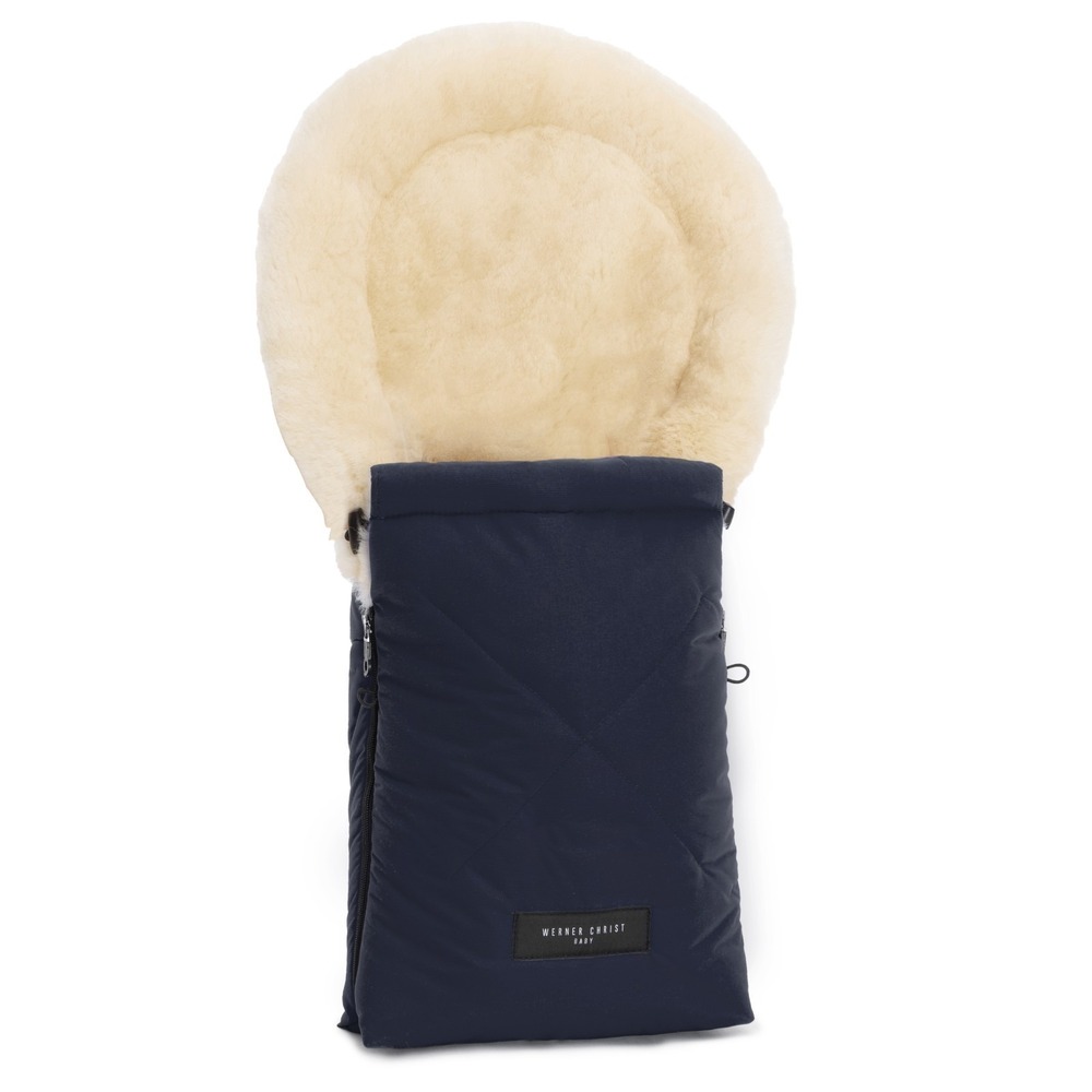 Werner Christ Baby Winter Footmuff OSLO Carrycot Sheepskin LUXE Line NAVY